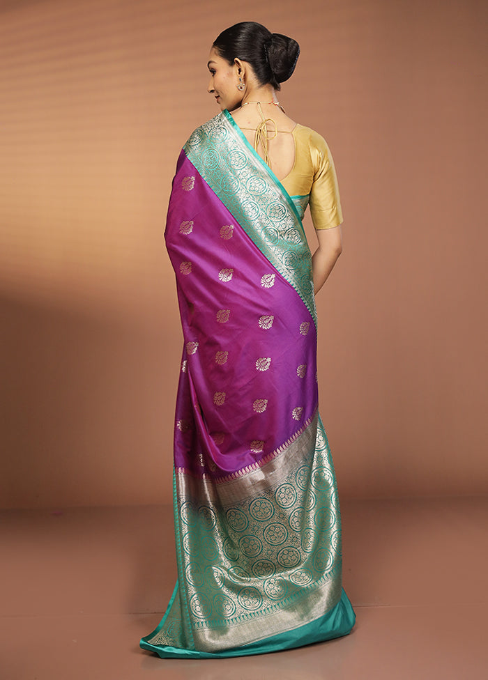 Purple Katan Silk Saree With Blouse Piece