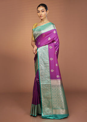 Purple Katan Silk Saree With Blouse Piece