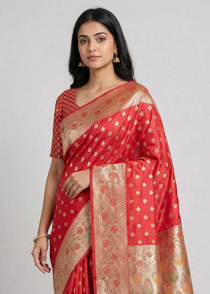 Pink Banarasi Silk Saree With Blouse Piece