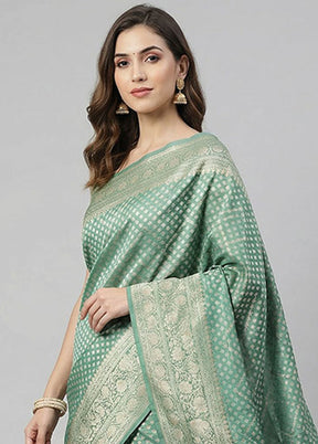 Green Tissue Silk Saree With Blouse Piece