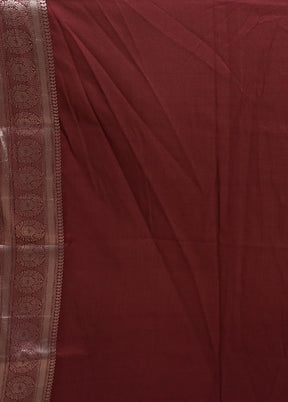 Maroon Uppada Silk Saree With Blouse Piece