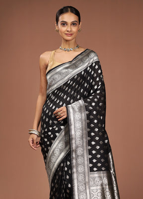 Black Uppada Silk Saree With Blouse Piece