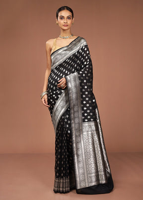 Black Uppada Silk Saree With Blouse Piece