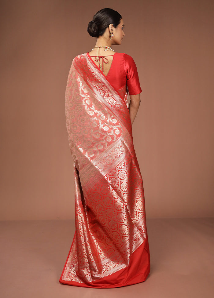 Red Uppada Silk Saree With Blouse Piece