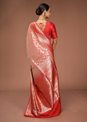 Red Uppada Silk Saree With Blouse Piece