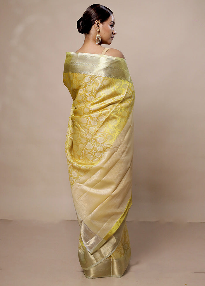 Yellow Tissue Silk Saree With Blouse Piece