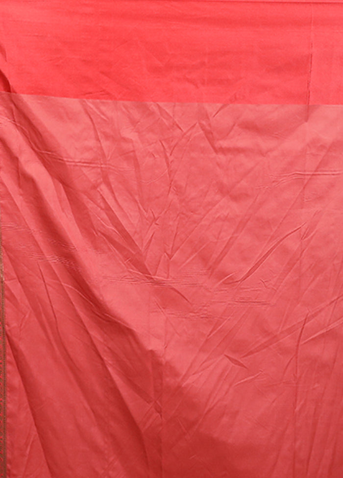 Orange Katan Silk Saree With Blouse Piece