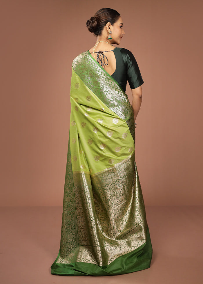 Green Katan Silk Saree With Blouse Piece