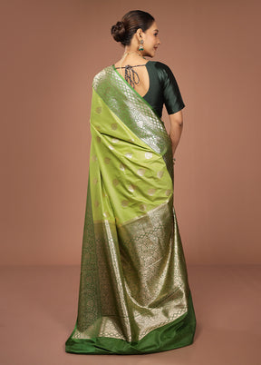 Green Katan Silk Saree With Blouse Piece