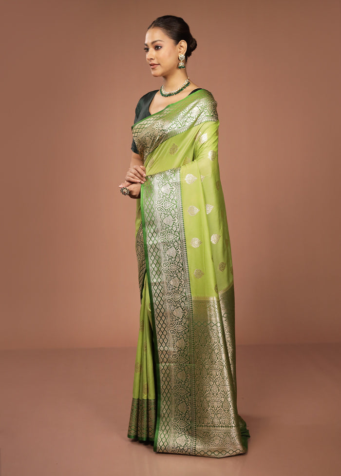 Green Katan Silk Saree With Blouse Piece