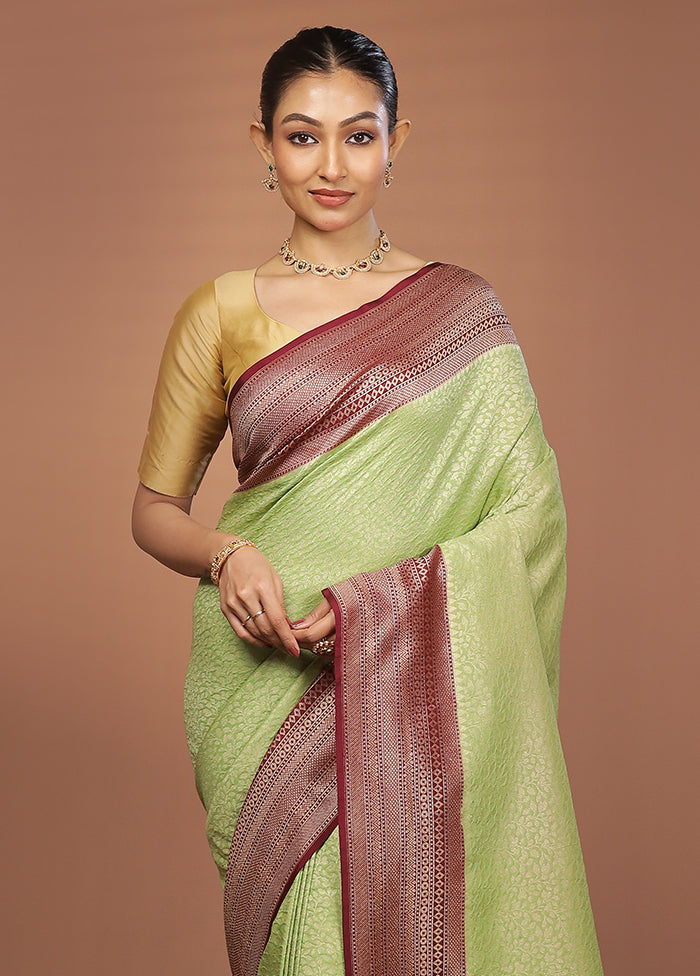 Green Georgette Saree With Blouse Piece