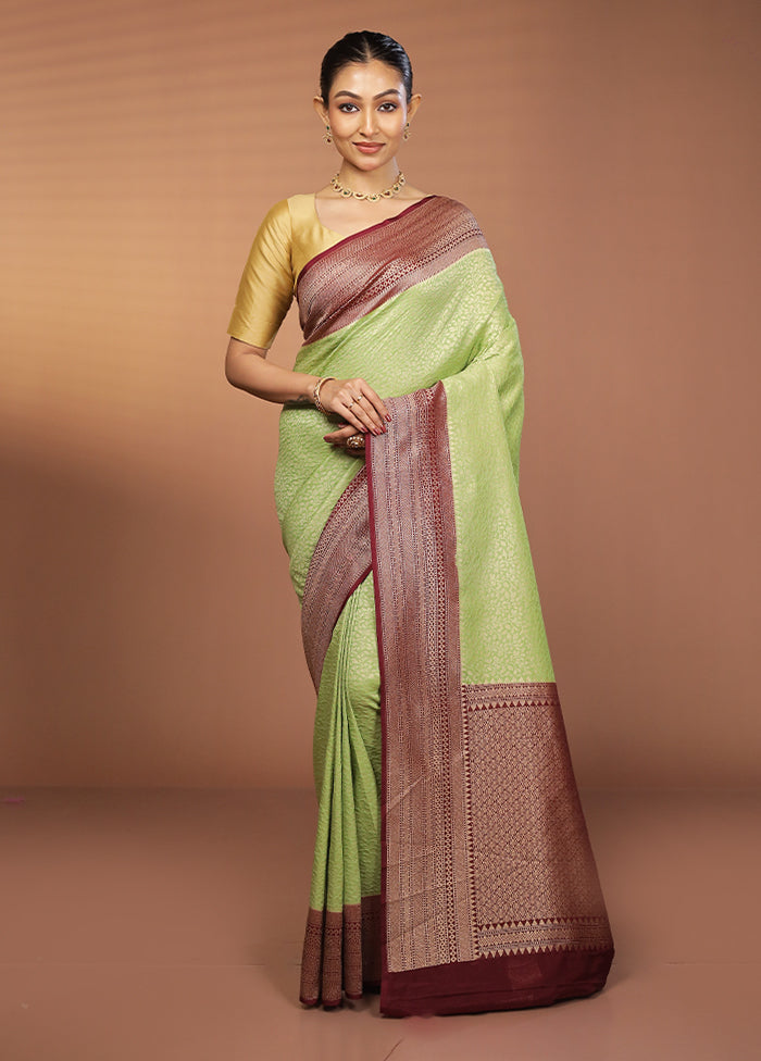 Green Georgette Saree With Blouse Piece