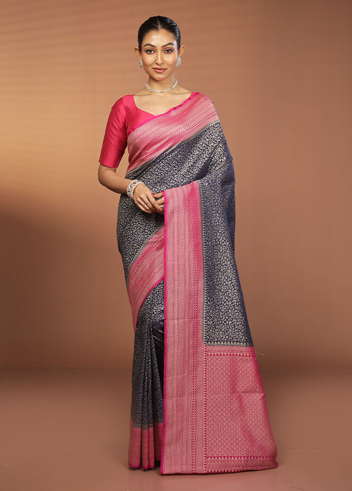 Blue Georgette Saree With Blouse Piece