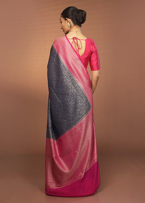 Blue Georgette Saree With Blouse Piece