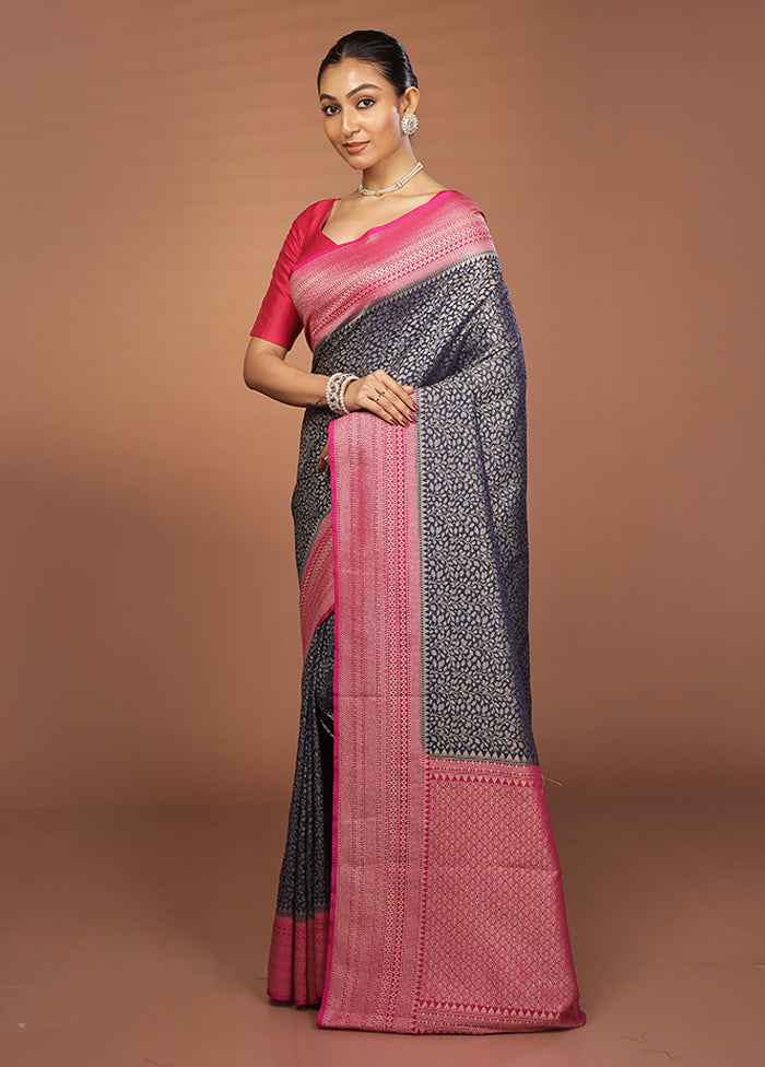 Blue Georgette Saree With Blouse Piece