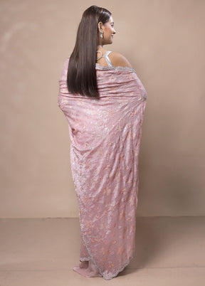Pink Silk Saree With Blouse Piece