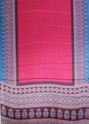 Pink Printed Silk Saree Without Blouse Piece