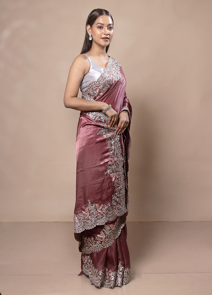 Peach Silk Saree With Blouse Piece