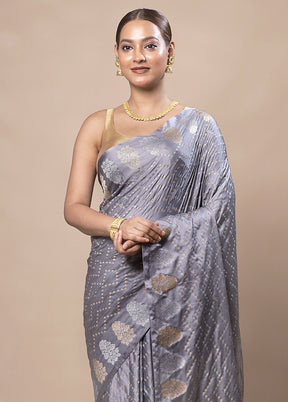 Grey Katan Silk Saree With Blouse Piece