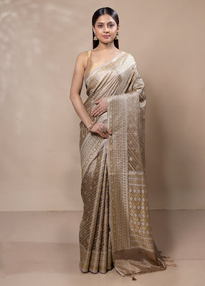 Brown Tissue Silk Saree With Blouse Piece