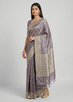 Blue Tissue Silk Saree With Blouse Piece