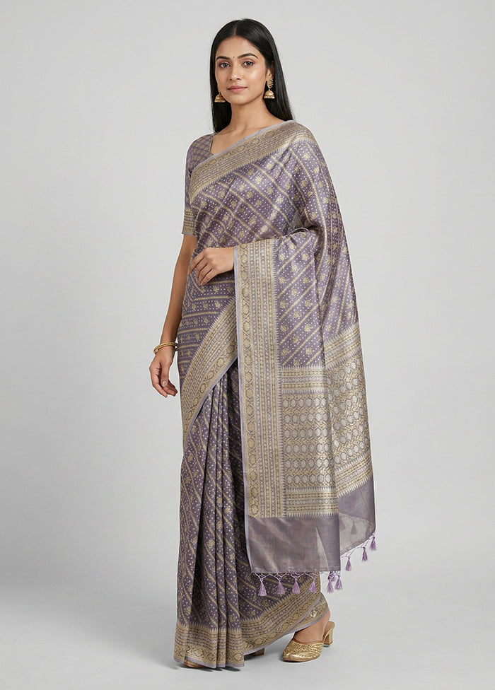 Blue Tissue Silk Saree With Blouse Piece