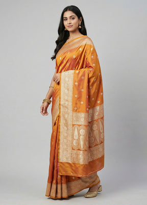 Yellow Katan Silk Saree With Blouse Piece