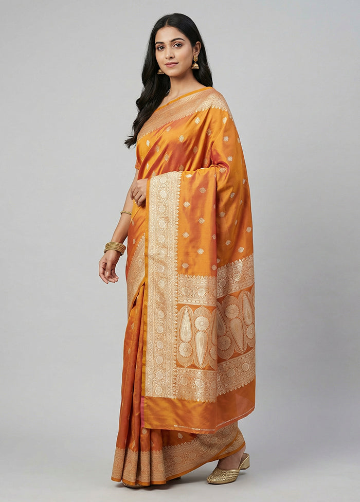 Yellow Katan Silk Saree With Blouse Piece