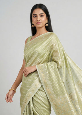 Green Tissue Silk Saree With Blouse Piece