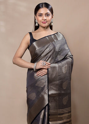 Grey Tissue Silk Saree With Blouse Piece
