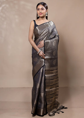 Grey Tissue Silk Saree With Blouse Piece