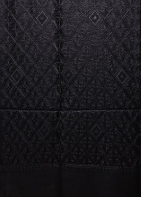Black Butta Work With Zari Woven Border Shawl