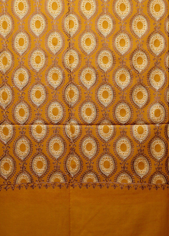 Yellow Butta Work With Zari Woven Border Shawl