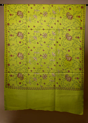 Green Butta Work With Zari Woven Border Shawl
