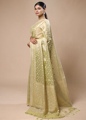 Green Tissue Silk Saree With Blouse Piece