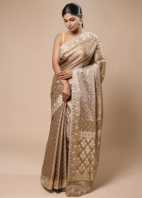 Brown Tissue Silk Saree With Blouse Piece