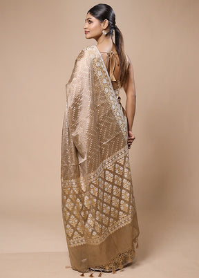 Brown Tissue Silk Saree With Blouse Piece