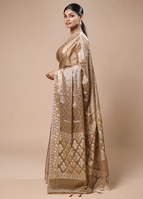 Brown Tissue Silk Saree With Blouse Piece