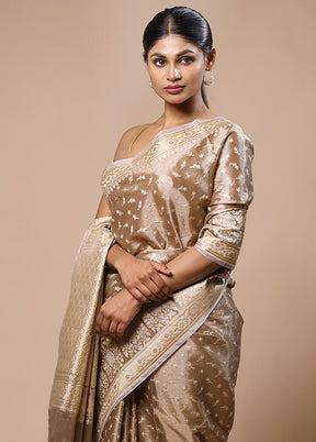 Cream Tissue Silk Saree With Blouse Piece