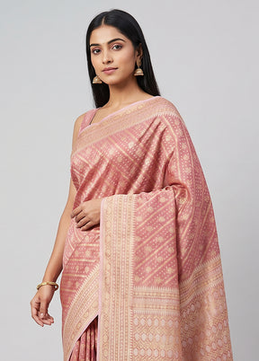 Pink Tissue Silk Saree With Blouse Piece