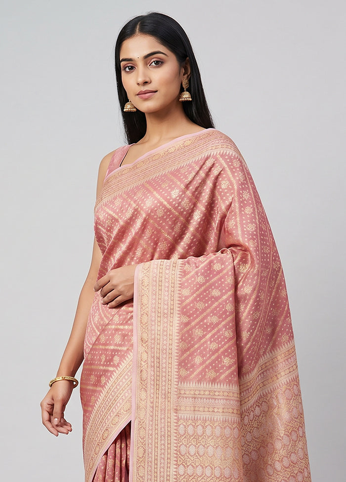 Pink Tissue Silk Saree With Blouse Piece