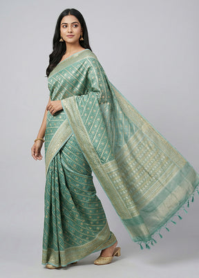 Blue Tissue Silk Saree With Blouse Piece