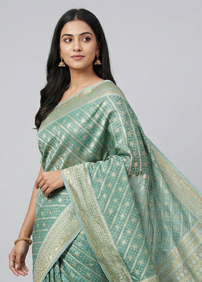 Blue Tissue Silk Saree With Blouse Piece