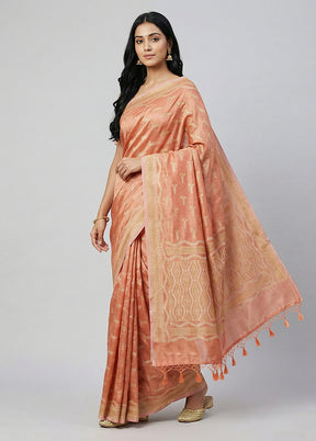 Orange Tissue Silk Saree With Blouse Piece