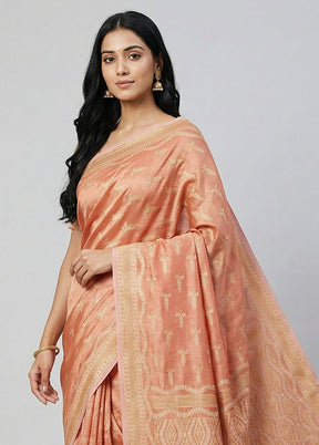 Orange Tissue Silk Saree With Blouse Piece