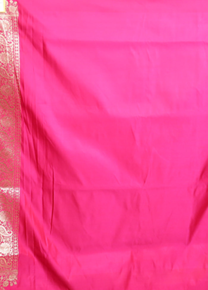 Pink Banarasi Silk Saree With Blouse Piece