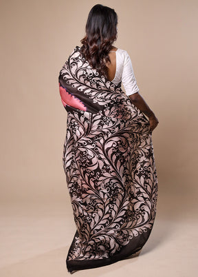 Pink Printed Silk Saree With Blouse Piece