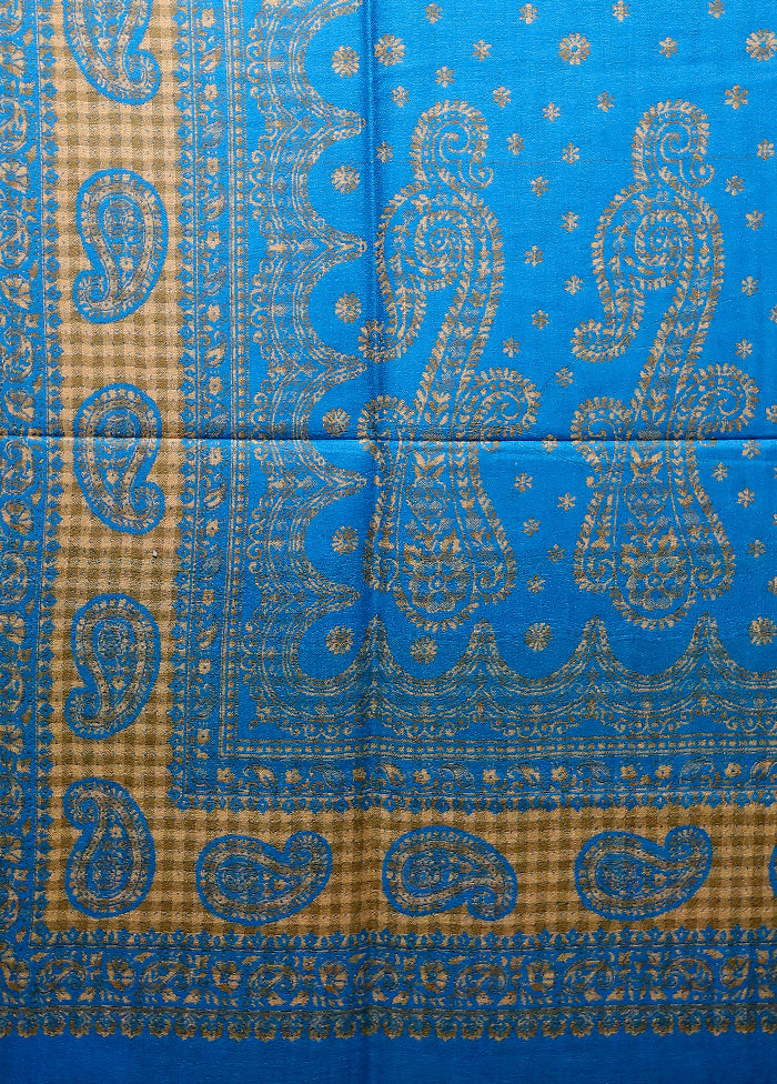 Blue Woven Work Shawl