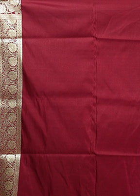 Maroon Banarasi Silk Saree With Blouse Piece