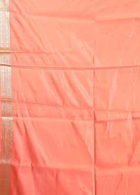 Peach Banarasi Silk Saree With Blouse Piece